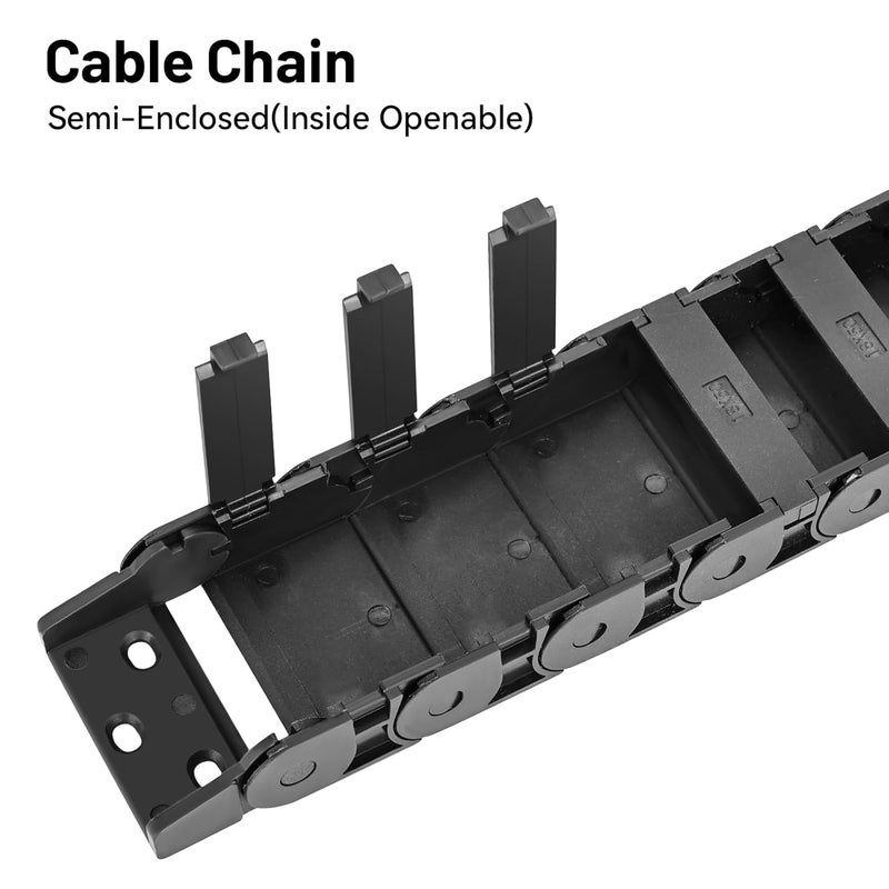 CAMXTOOL 1Pcs Drag Chain, 18 x 50mm Cable Chain 1M, Flexible & Detachable, Plastic Wire Carrier Cable with End Connectors for CNC Industrial Machine, Semi Enclosed Type (Inner Side openable) - Image 4